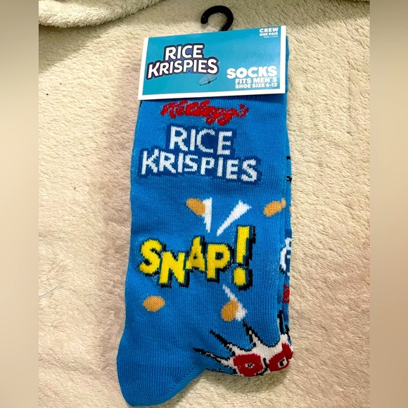 Men’s / Unisex novelty socks Rice Krispies (Rare )!! . Fits shoe size 6-12 NWT - Picture 1 of 2